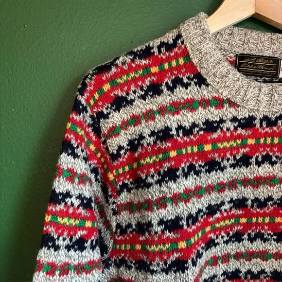 Vintage Eddie Bauer Ragg Wool Fairisle Sweater size XL - Picture 3 of 8